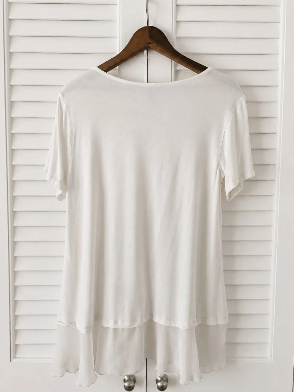 Multiples Off White Chiffon Hem Tunic Dress Soft Stretch Shift Mini Size S